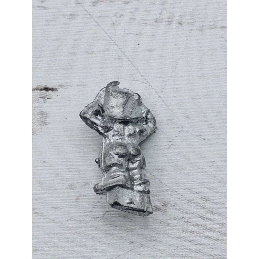 Vintage Metal Gnome Figurine Miniature Tabletop Gaming Wizard Dwarf Unpainted